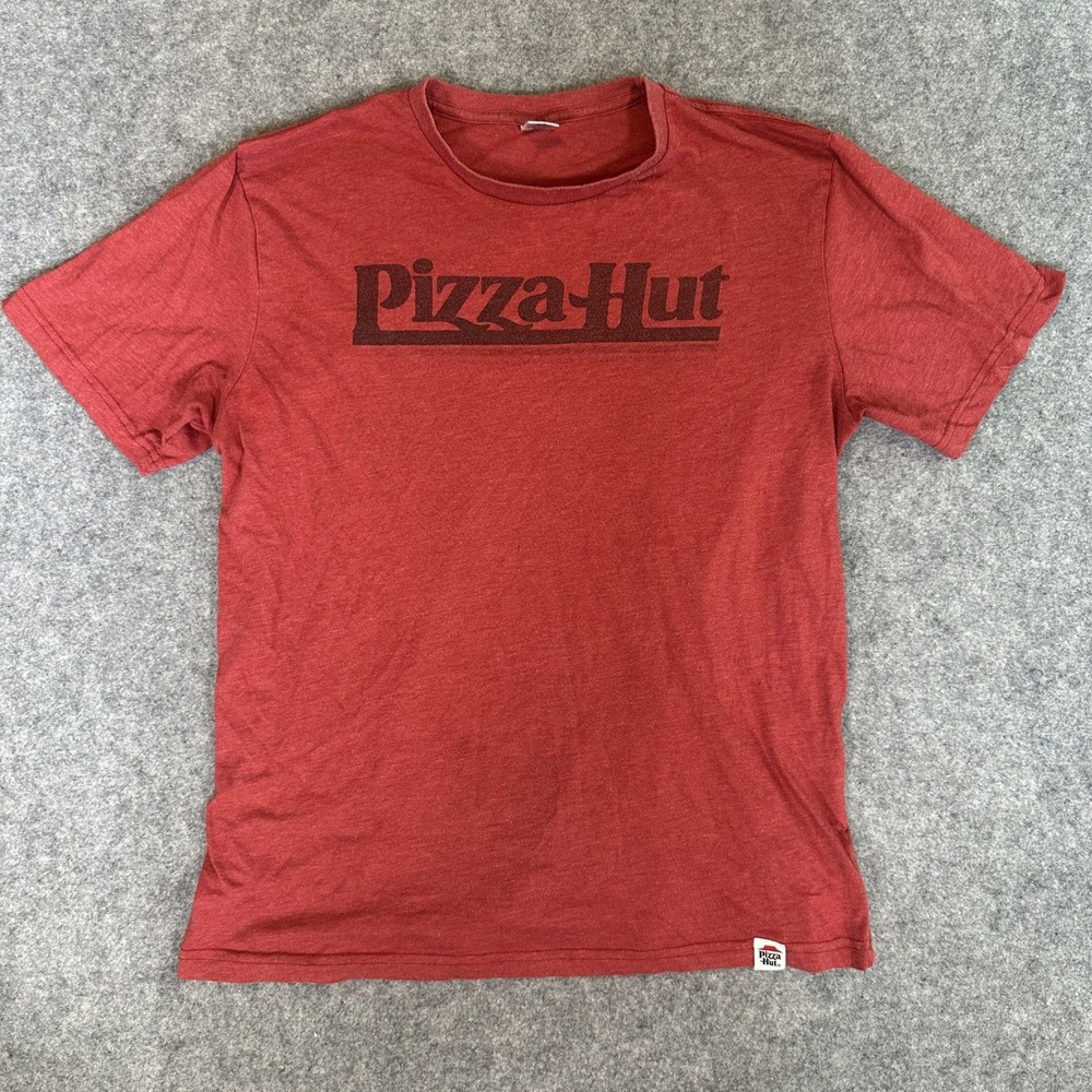 Pizza Hut IQ Apparel Graphic Tee Large‎ Red Heather Logo Cotton Blend Shirt